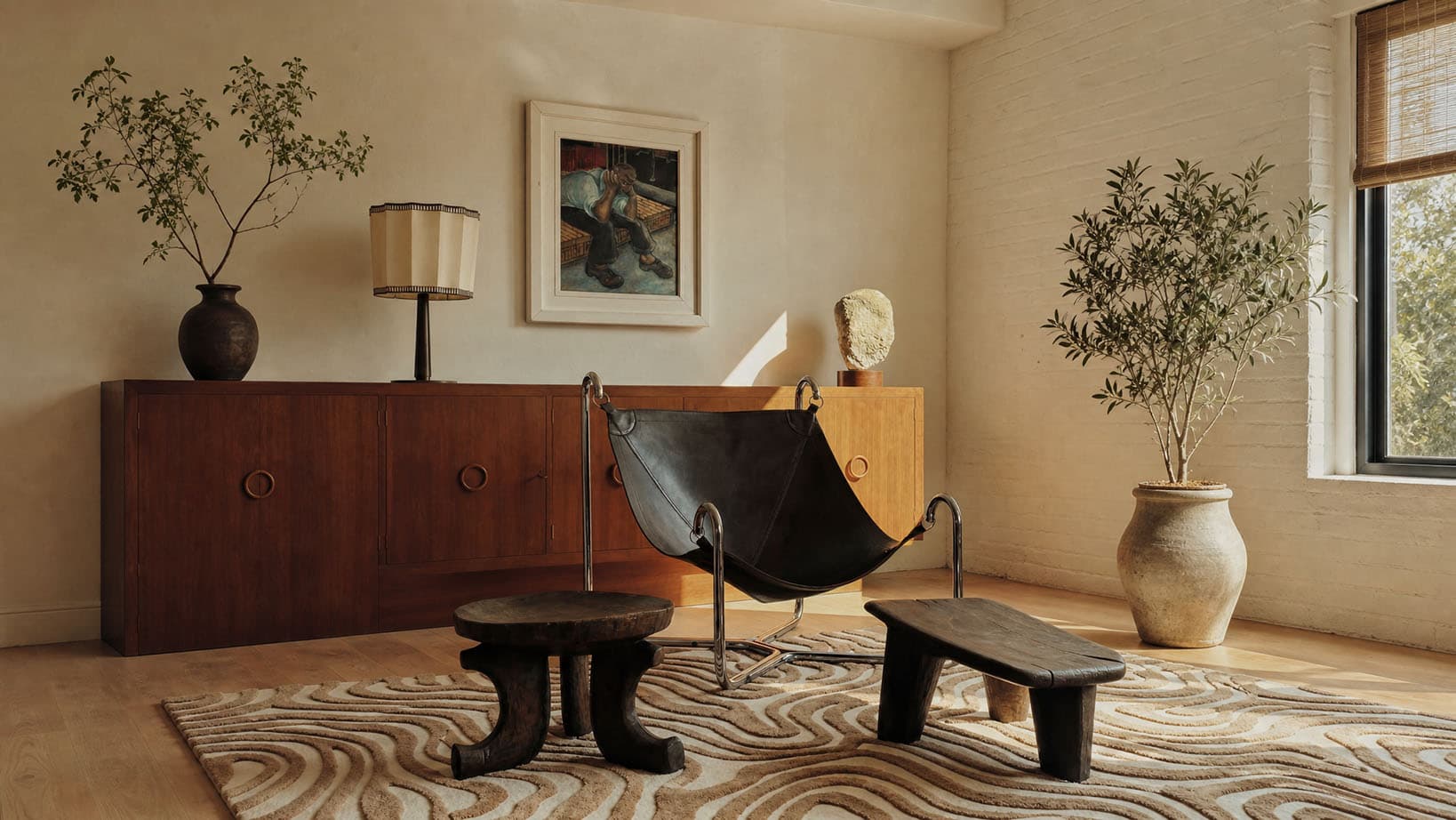 LOOM handcrafted rug in a beautifully styled interior