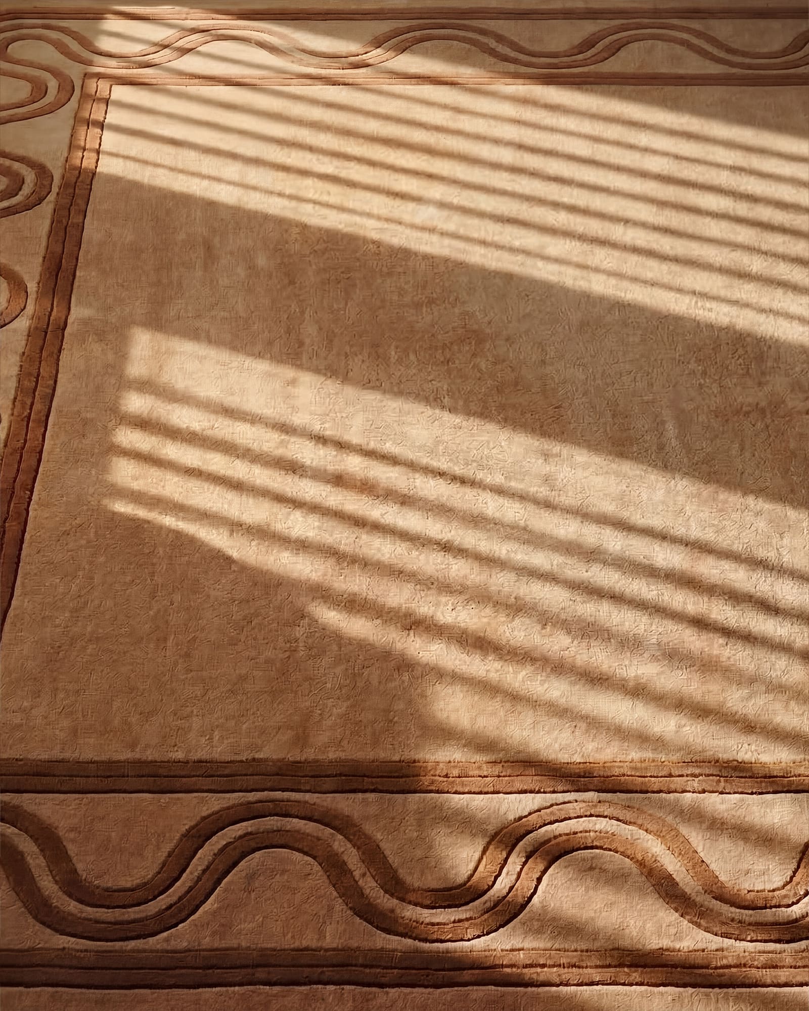 Close-up of LOOM rug texture showing natural New Zealand wool