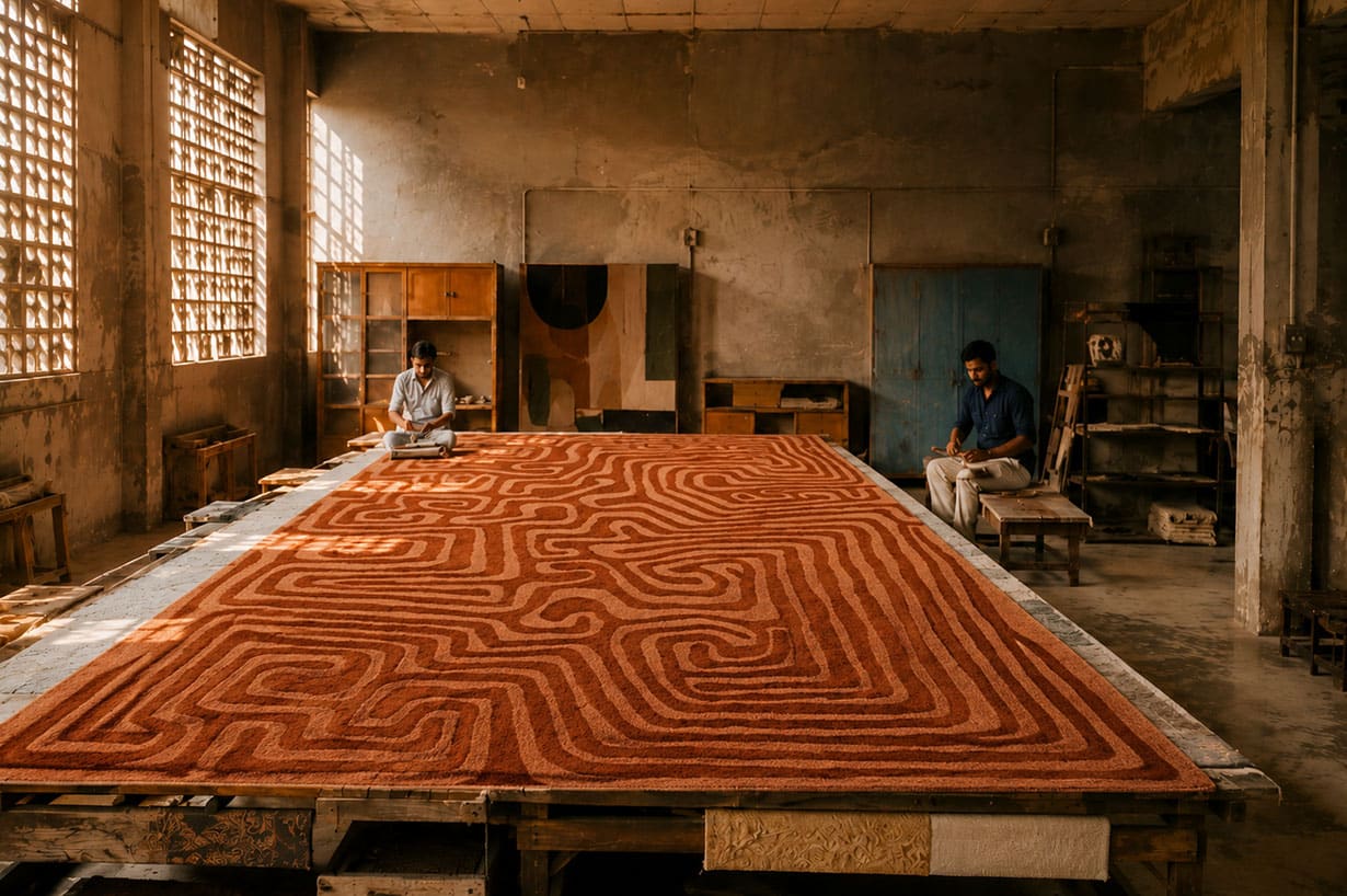 LOOM craftsmanship — handmade rugs in our atelier