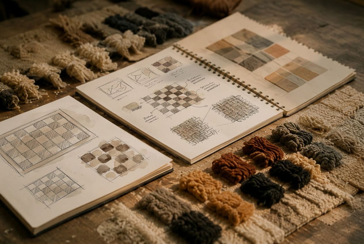 Bespoke LOOM rug being crafted to custom specifications
