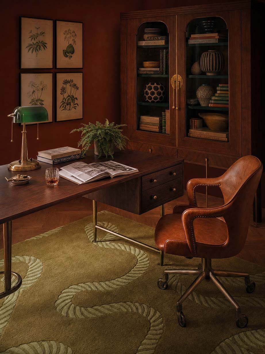 Bold LOOM rug in a maximalist styled living room